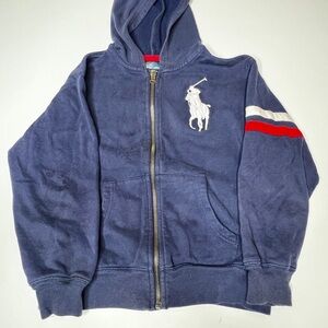 Vintage Ralph Lauren Big Pony Navy Zip-Up Hoodie for Kids